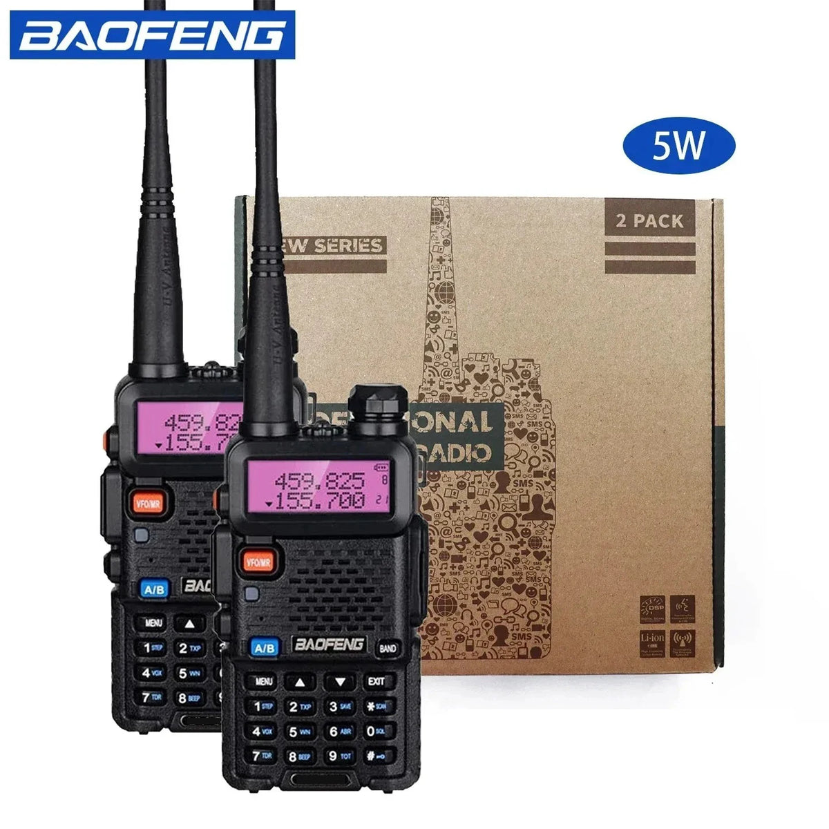 Baofeng Dual Band Long Range Rechargeable Handheld Walkie Talkie