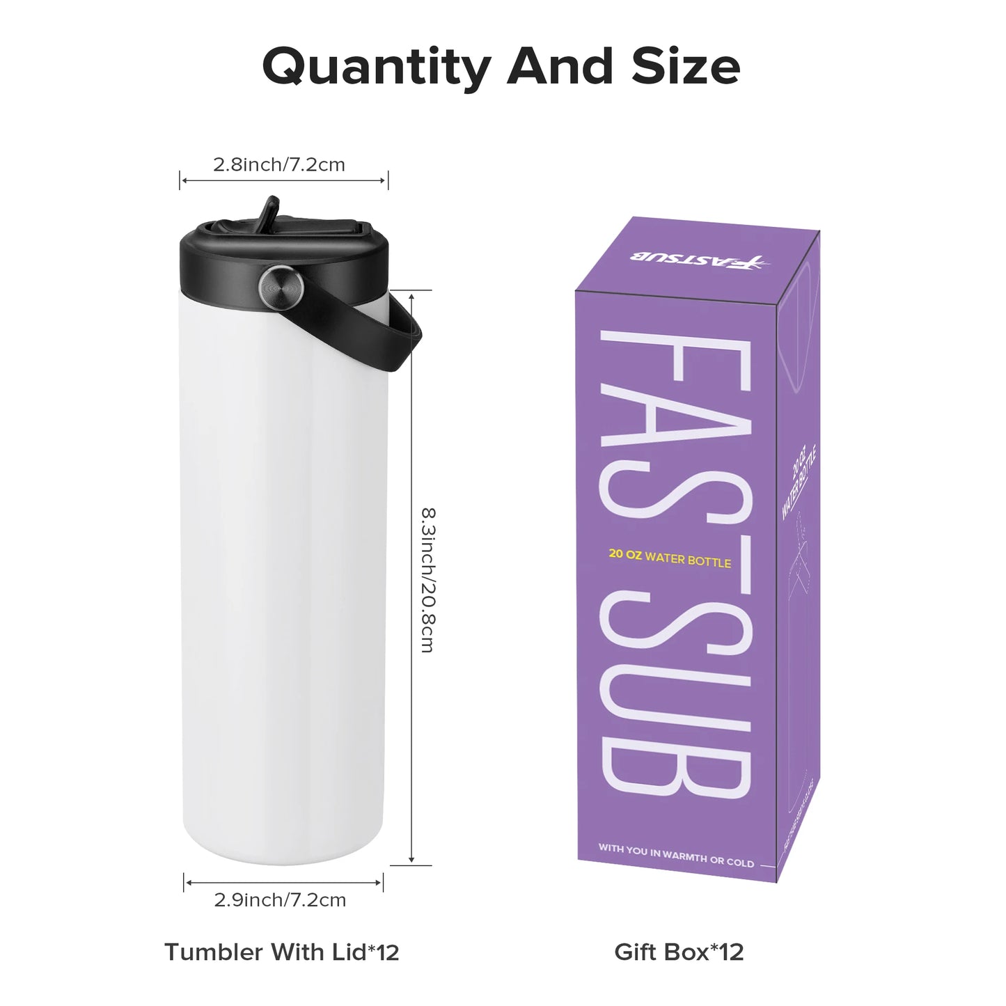 Fastsub Sublimation Tumbler Vacuum Bottle With Flip Lid