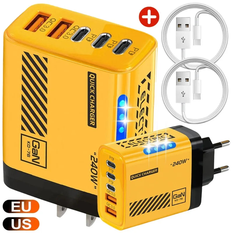 240W Five Port Fast Charger With Led Indicator For Smartphones