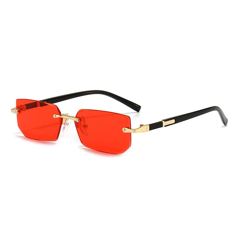 RMM Rimless Rectangle Stylish Trendy Plastic Sunglasses