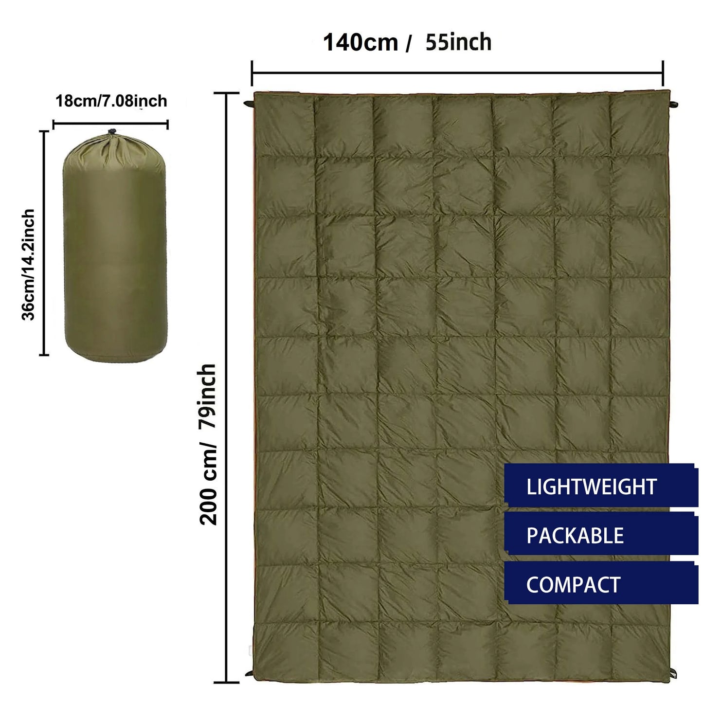 Lightweight Puffy Camping Blanket Waterproof Down Alternative Quilt