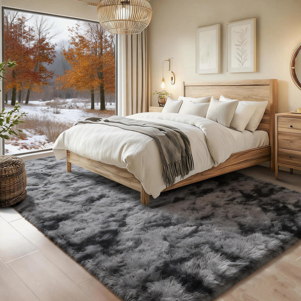 Ultra Soft Shag Area Rug For Living Room And Bedroom Decor