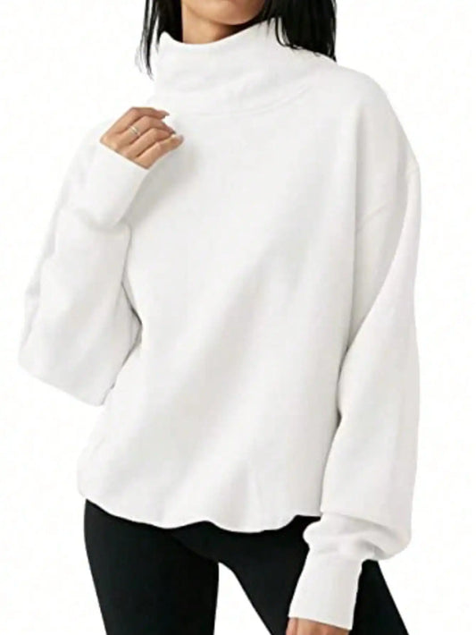 Fisoew Ribbed Turtleneck Sweater Long Sleeve Knit Pullover Top