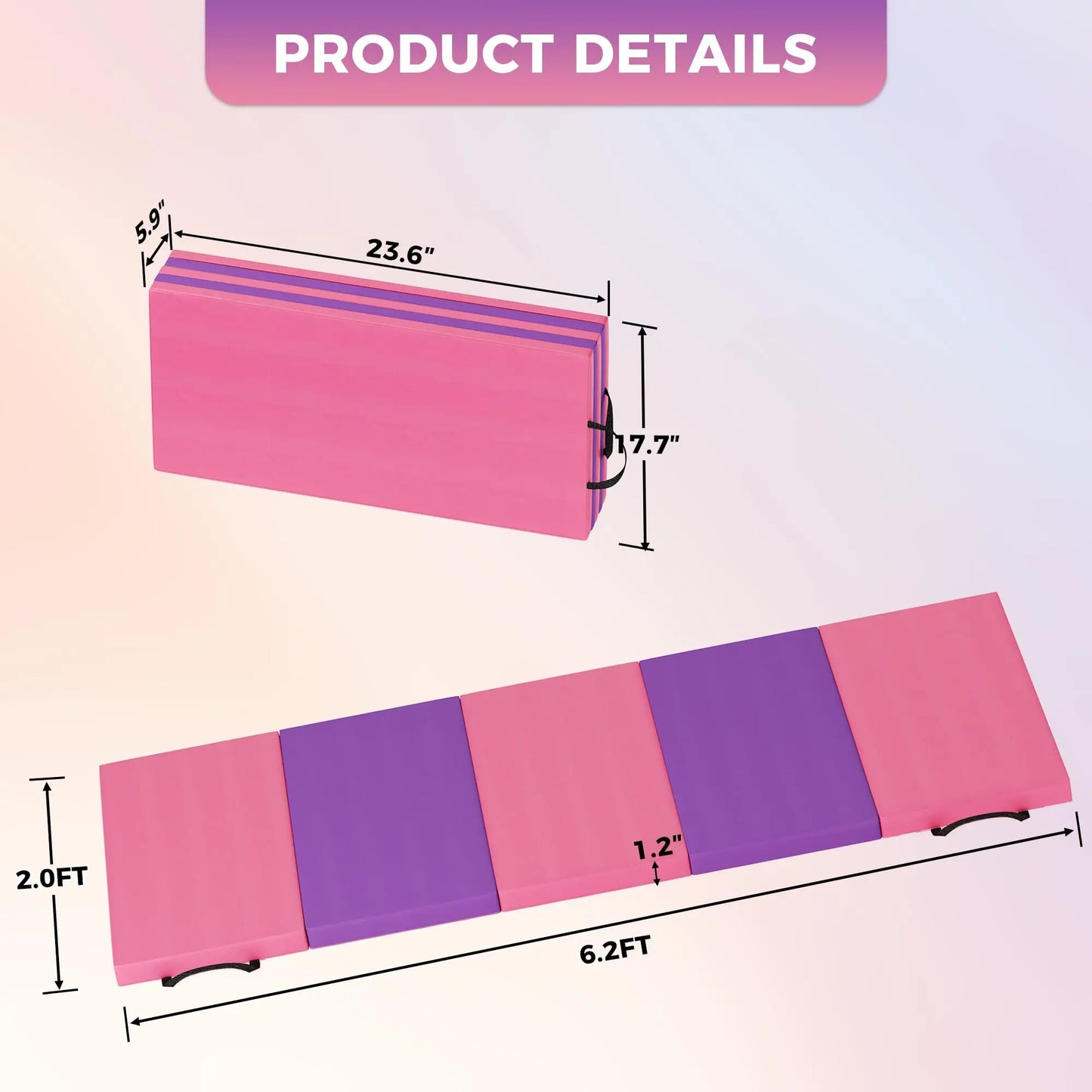HiMISS Folding Gymnastics Mat Portable Floor Pad For Yoga Pilates