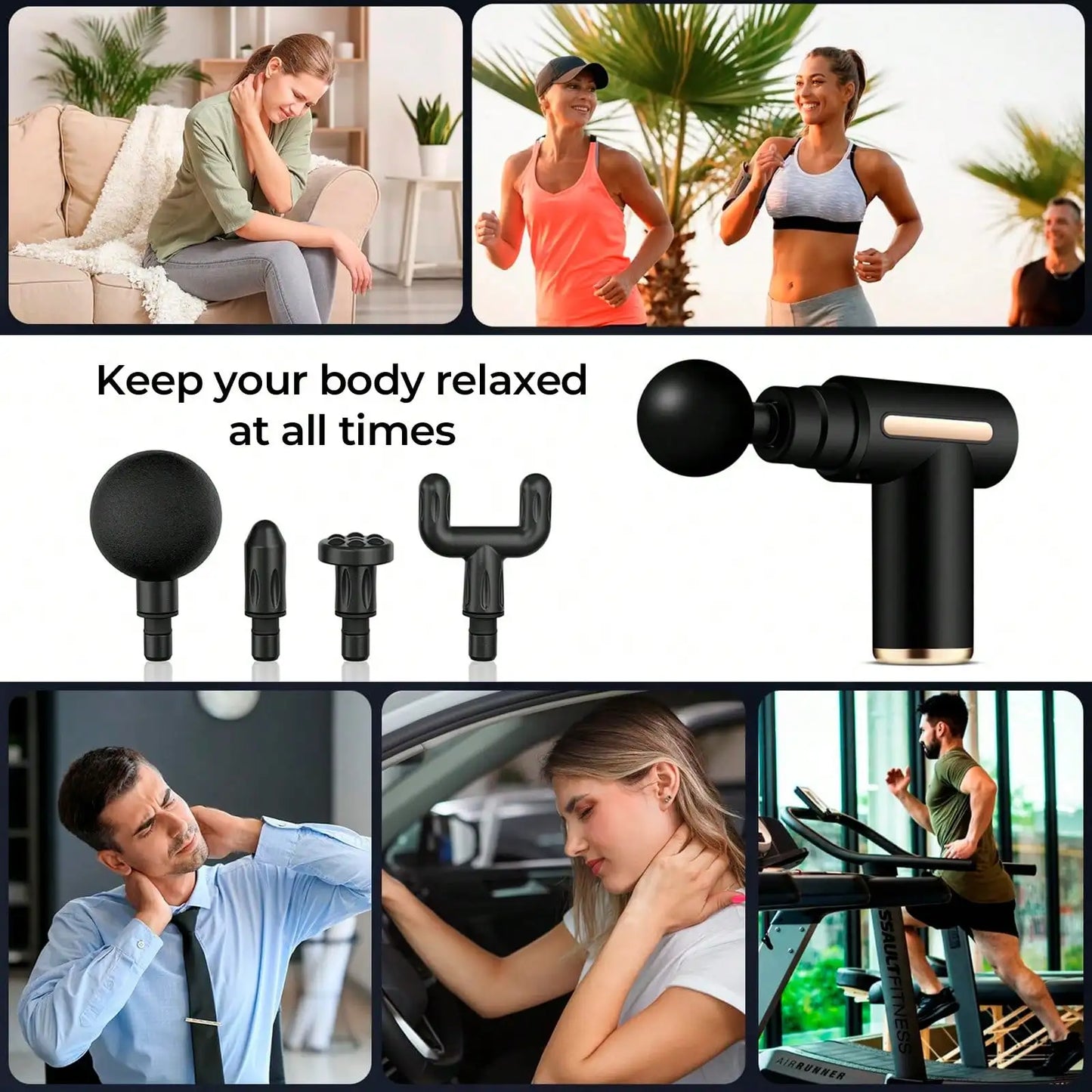 Portable Massage Gun, Deep Tissue Percussion Muscle Massager Pain Relief