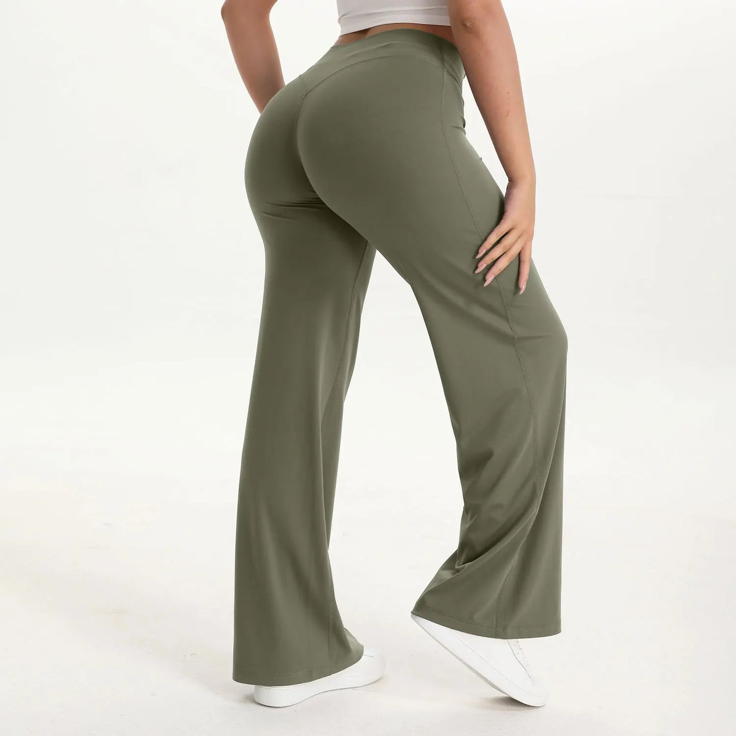NCLAGEN SoftMotion Yoga Pants Women Mid Waist Straight Leg Bottoms