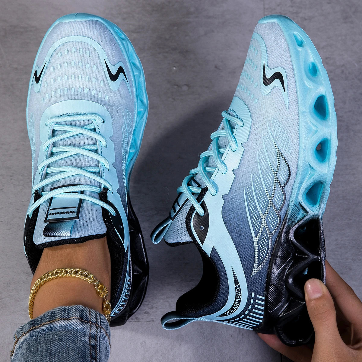 Lightweight Mesh Running Sneakers With Shock Absorbing Athletic Sole