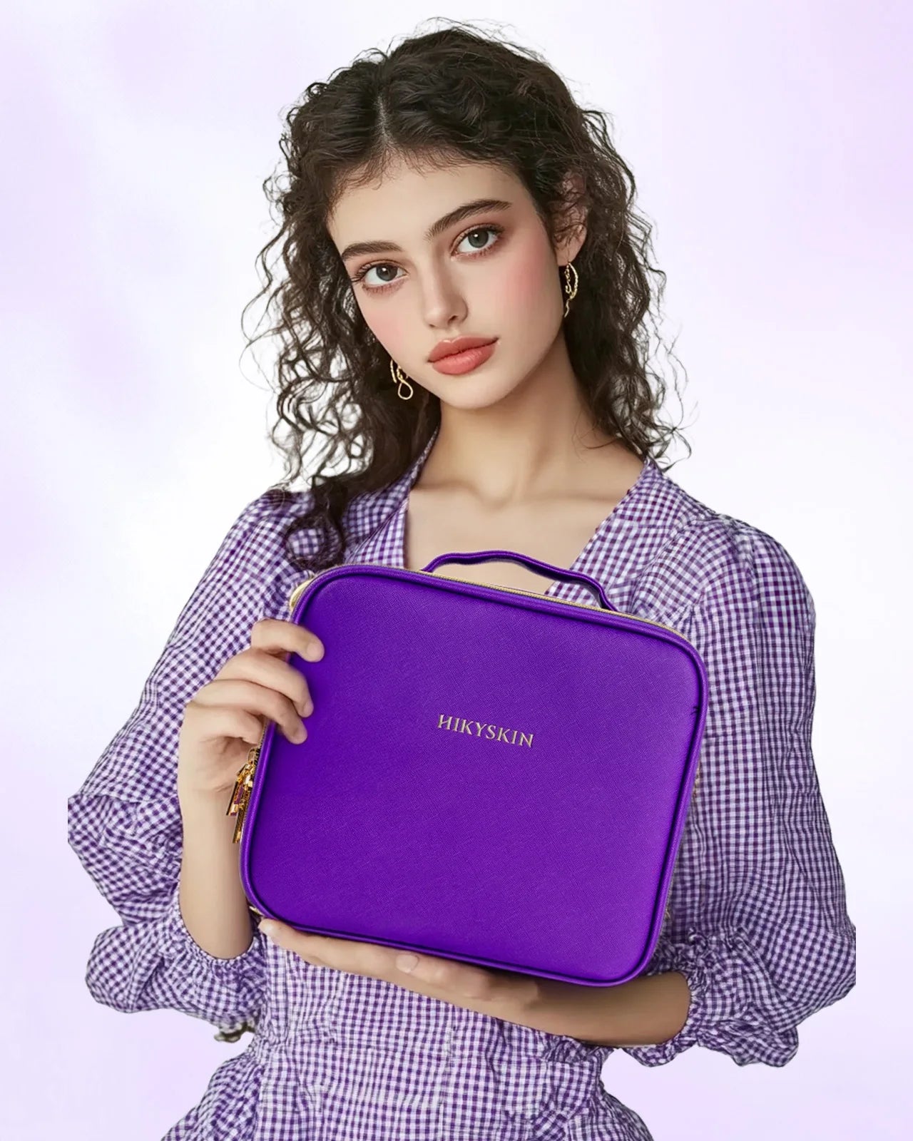 Travel Waterproof Synthetic Leather Makeup Bag With Mirror Storage Case