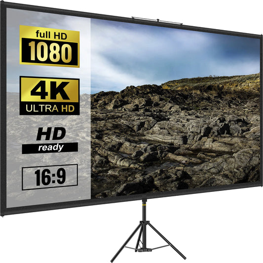 SucceBuy Tripod Projector Screen With Stand 4K Portable Home Cinema
