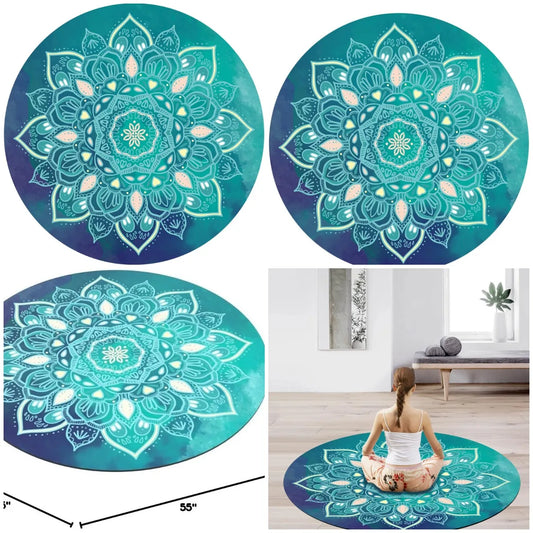YTYIN Round Pilates Mat Oversize Non Slip Suede Rubber