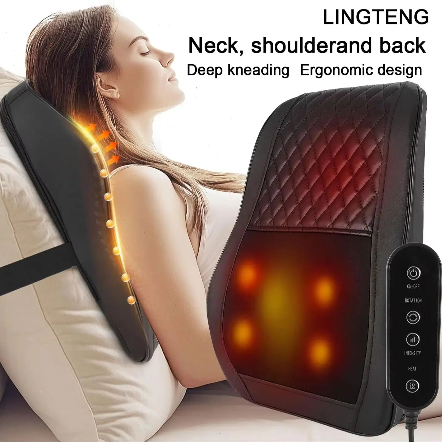 Lingteng Heated 3D Kneading Back Neck Shoulder Massager