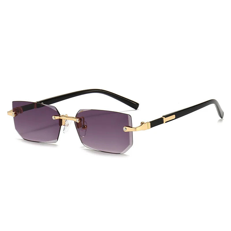 RMM Rimless Rectangle Stylish Trendy Plastic Sunglasses