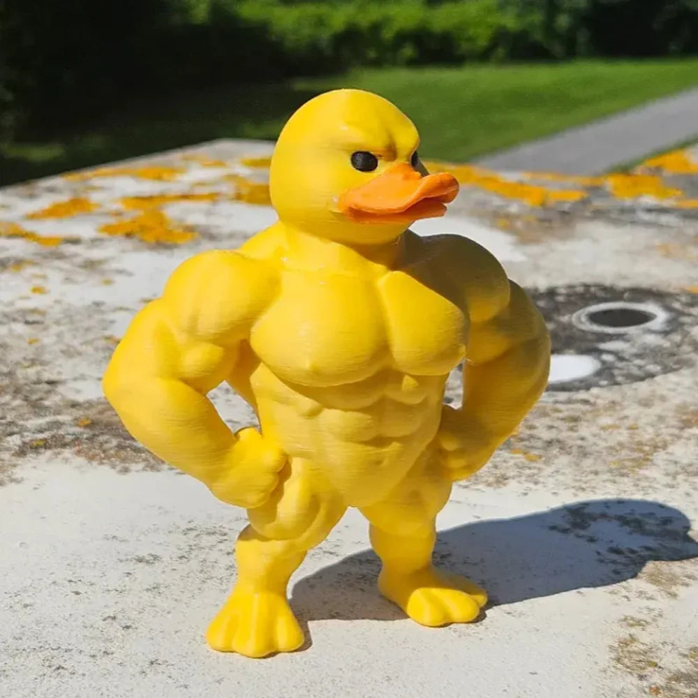 Muscle Duck Figurine Whimsical Desktop Decor for Home and Bookshelves