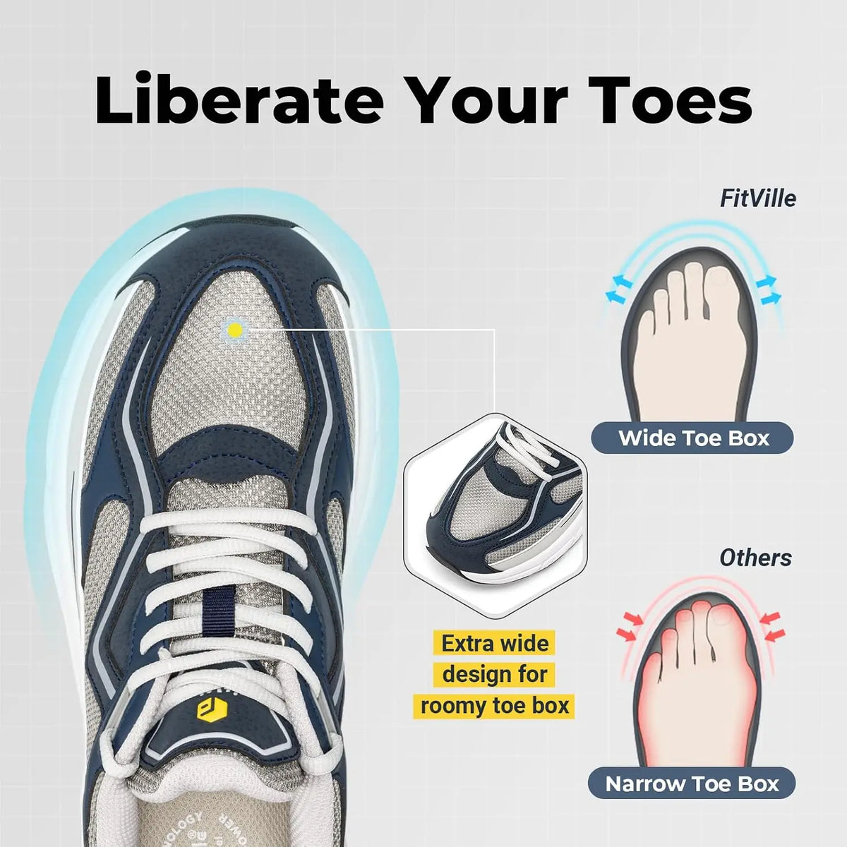 Fitville Men Wide Width Walking Sneakers With Arch Support