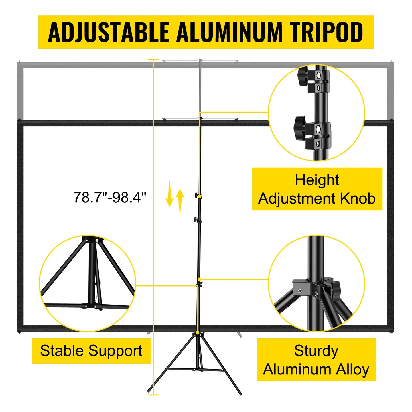 SucceBuy Tripod Projector Screen With Stand 4K Portable Home Cinema
