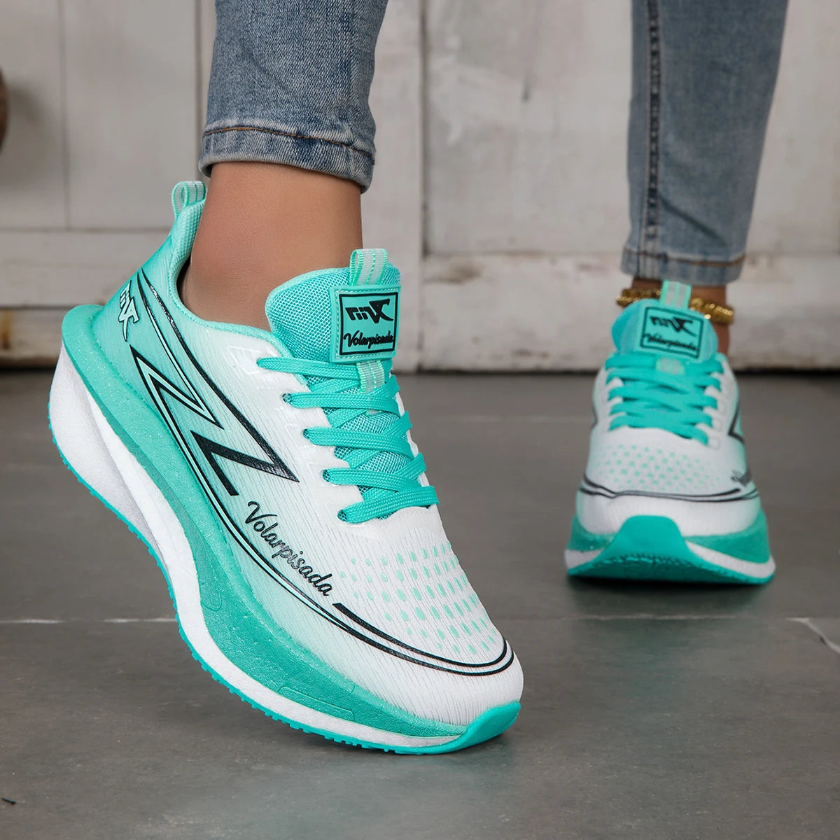 Breathable Mesh Running Sneakers Shock Absorb Cushion Athletic Gym Shoes