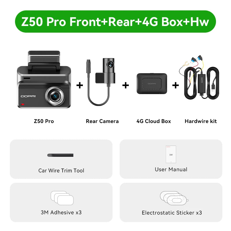 Ddpai Z50Pro Dash Camera 4K Front And Rear GPS Navigation