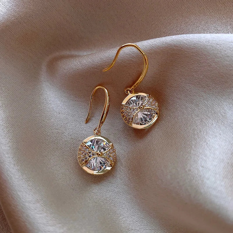 Vintage Cubic Zirconia Stud Earrings with S925 Silver Needle