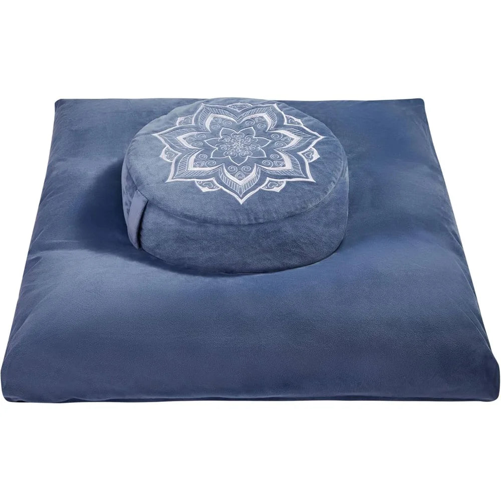 YTYIN Meditation Zafu Cushion Set With Buckwheat Hulls Memory Foam