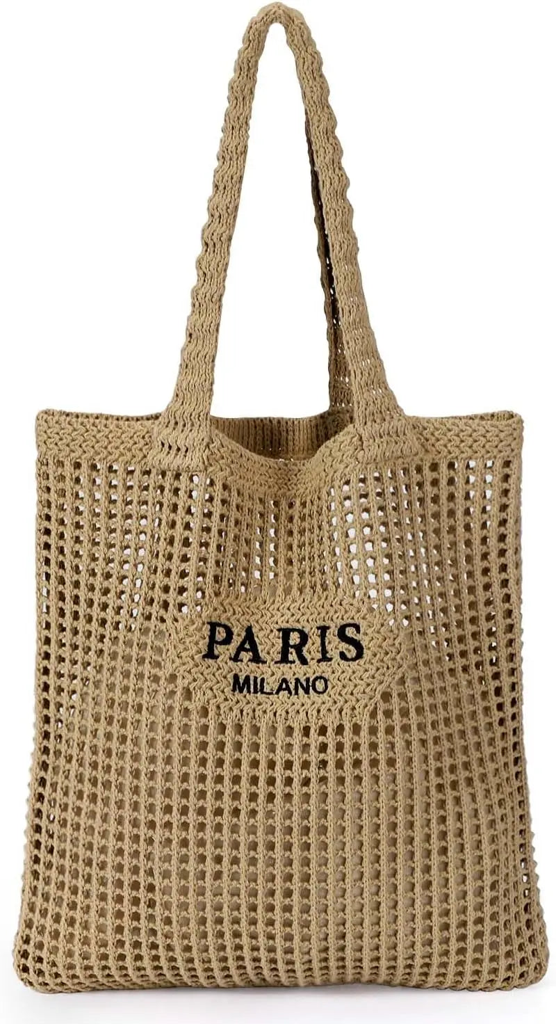 Hatisan Crochet Tote Bag Women Mesh Beach Bag Boho Knit