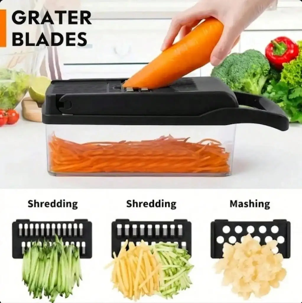 Professional Vegetable Chopper With Stainless Steel Blades And Storage Bin
