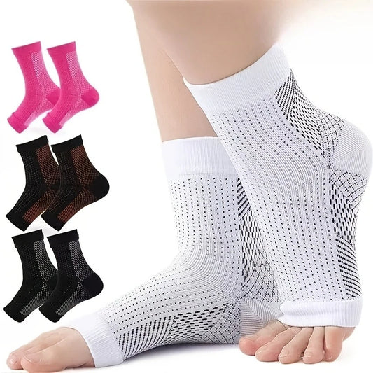 Open Toe Compression Yoga Socks With Antislip Heel Pad