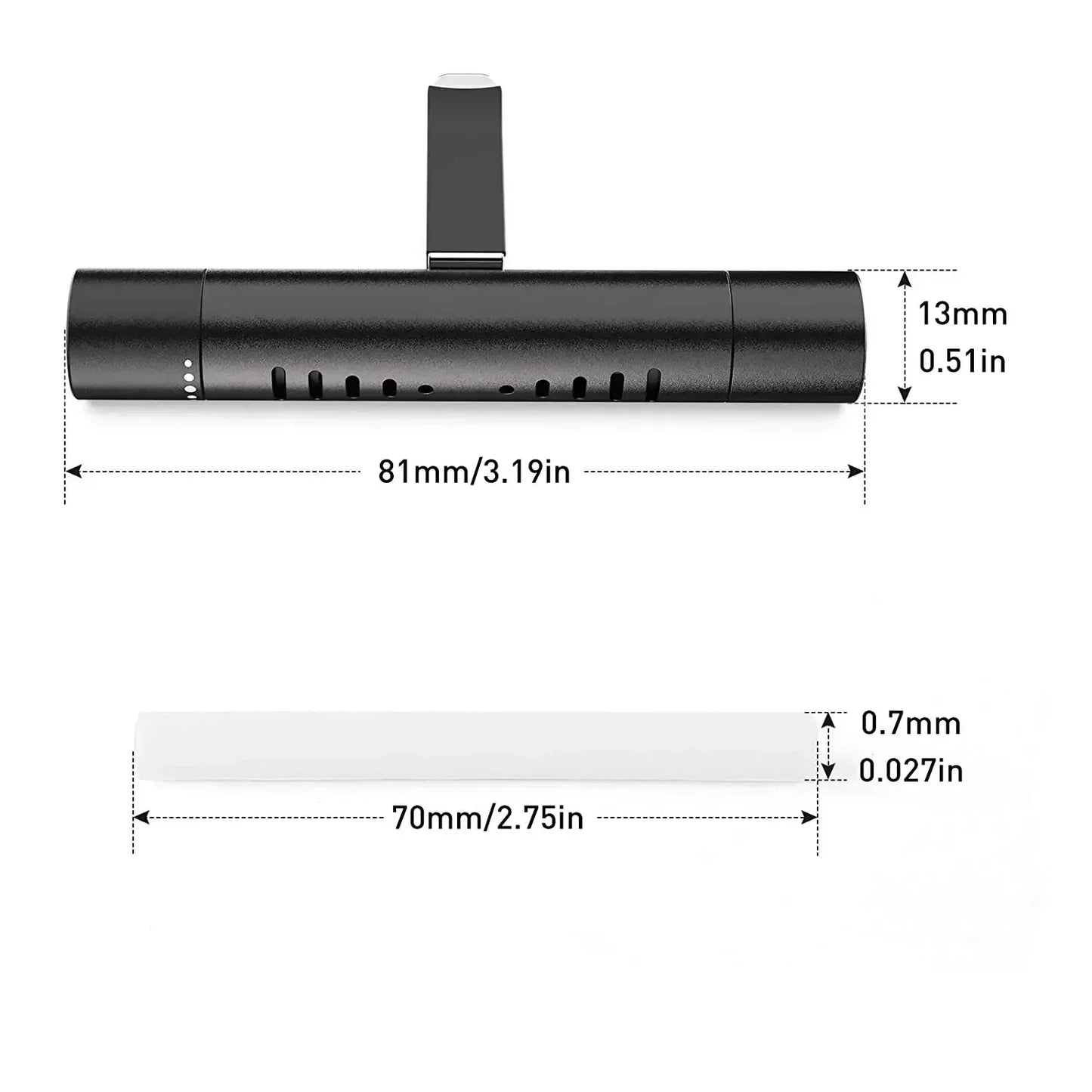 Cylindrical Essential Oil Car Diffuser Vent Clip With Refill Sticks