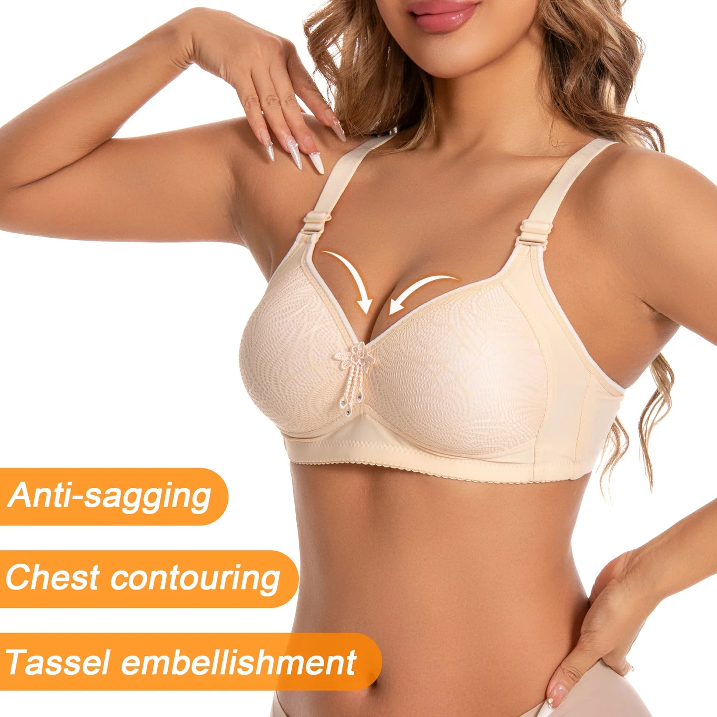 Women Lace No Wire Bras 6-Piece Set With Adjustable Straps