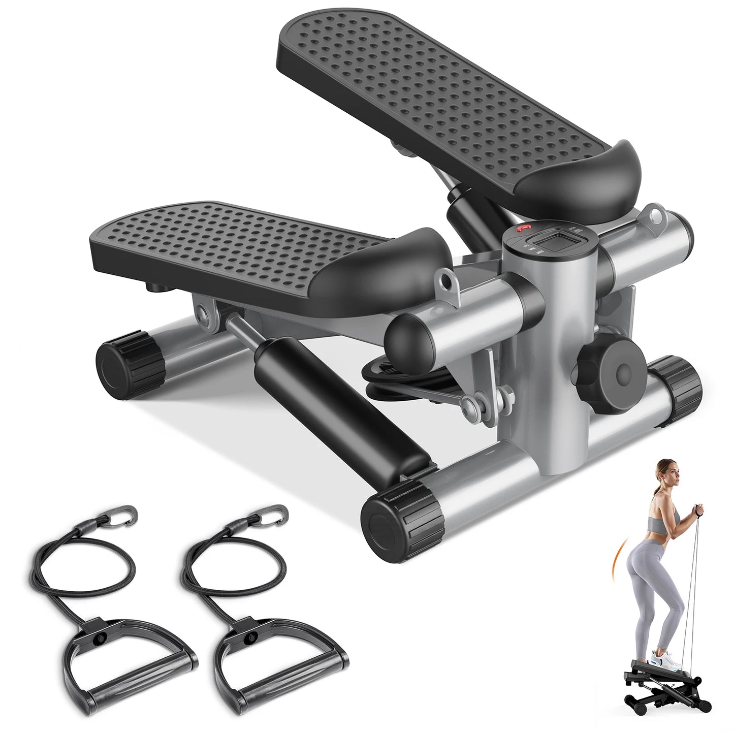 Mini Stepper With Resistance Bands 300 Lb Capacity Cardio Machine