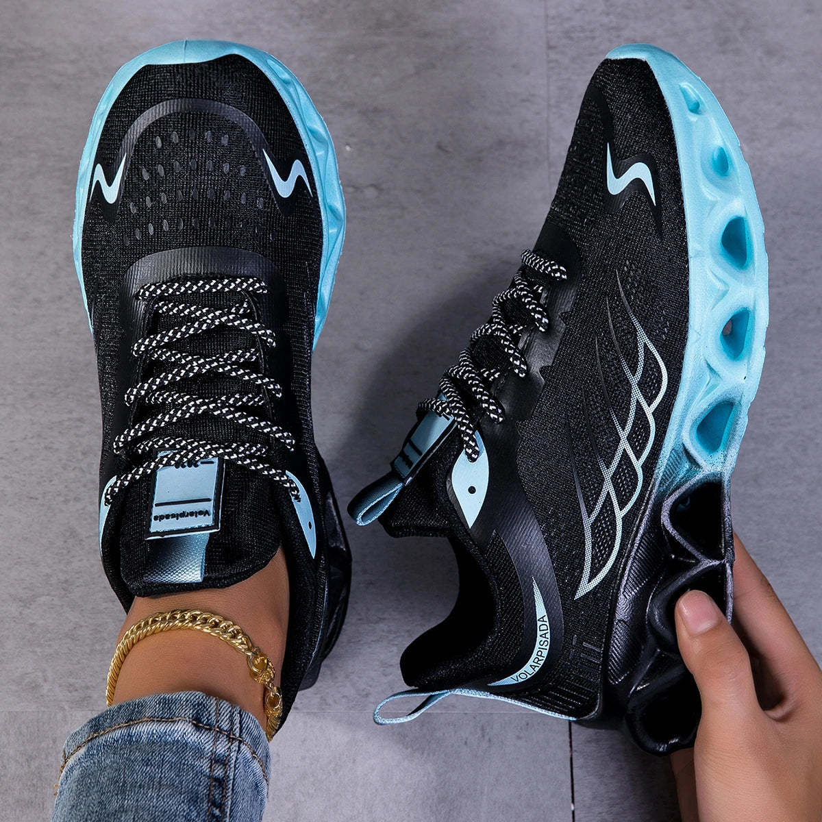 Lightweight Mesh Running Sneakers With Shock Absorbing Athletic Sole