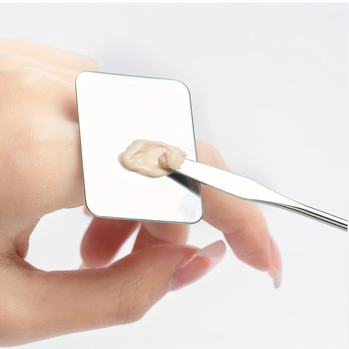 Stainless Steel Makeup Mixing Palette With Foundation Spatula