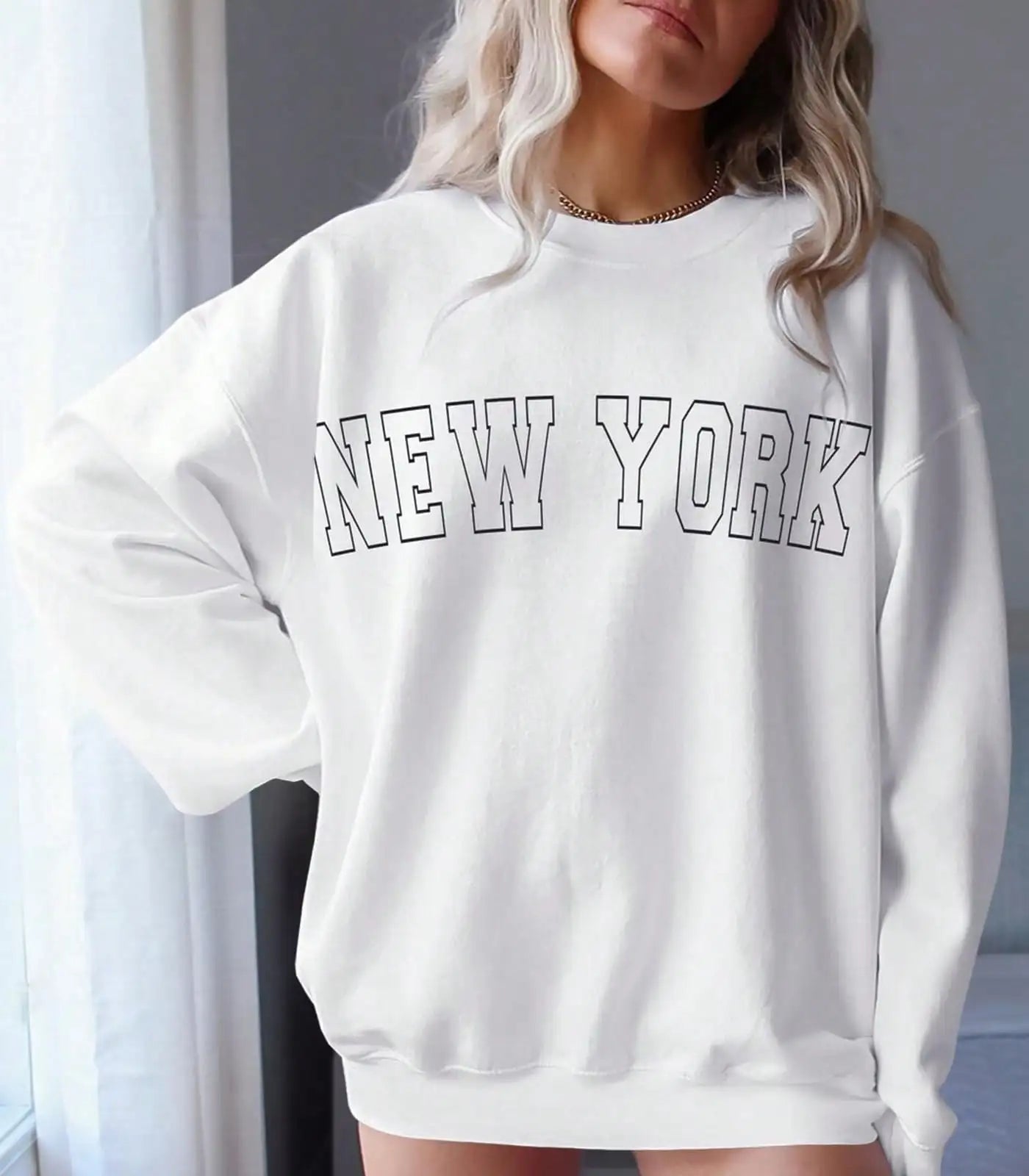 Fisoew Women Oversized Crewneck Sweatshirt Long Sleeve Casual Pullover
