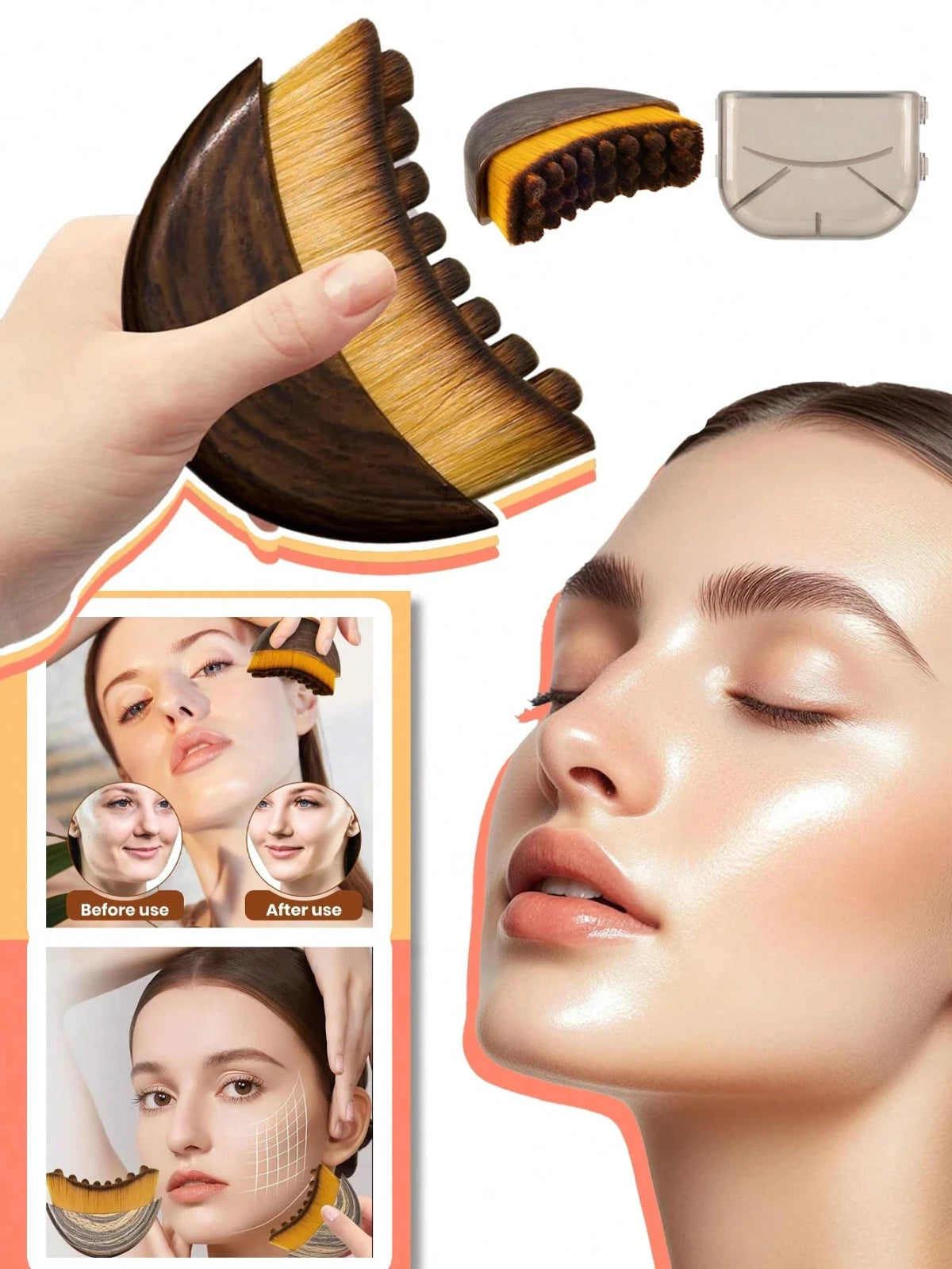 Manual Facial Lymphatic Brush For Chin And Jawline Contouring
