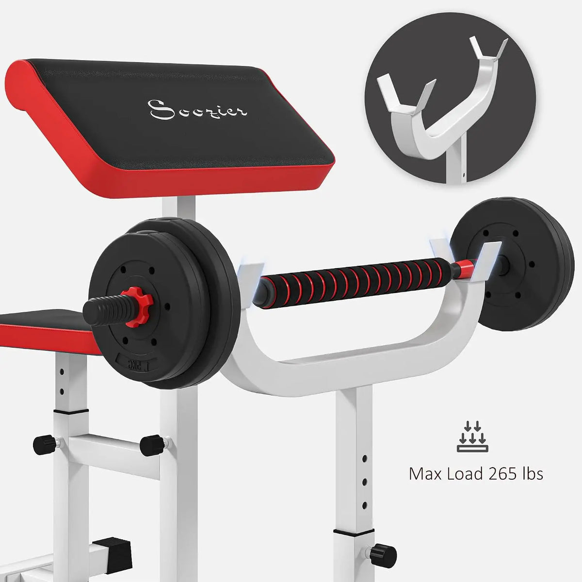 Adjustable Preacher Curl Bench With Sturdy Barbell Rack