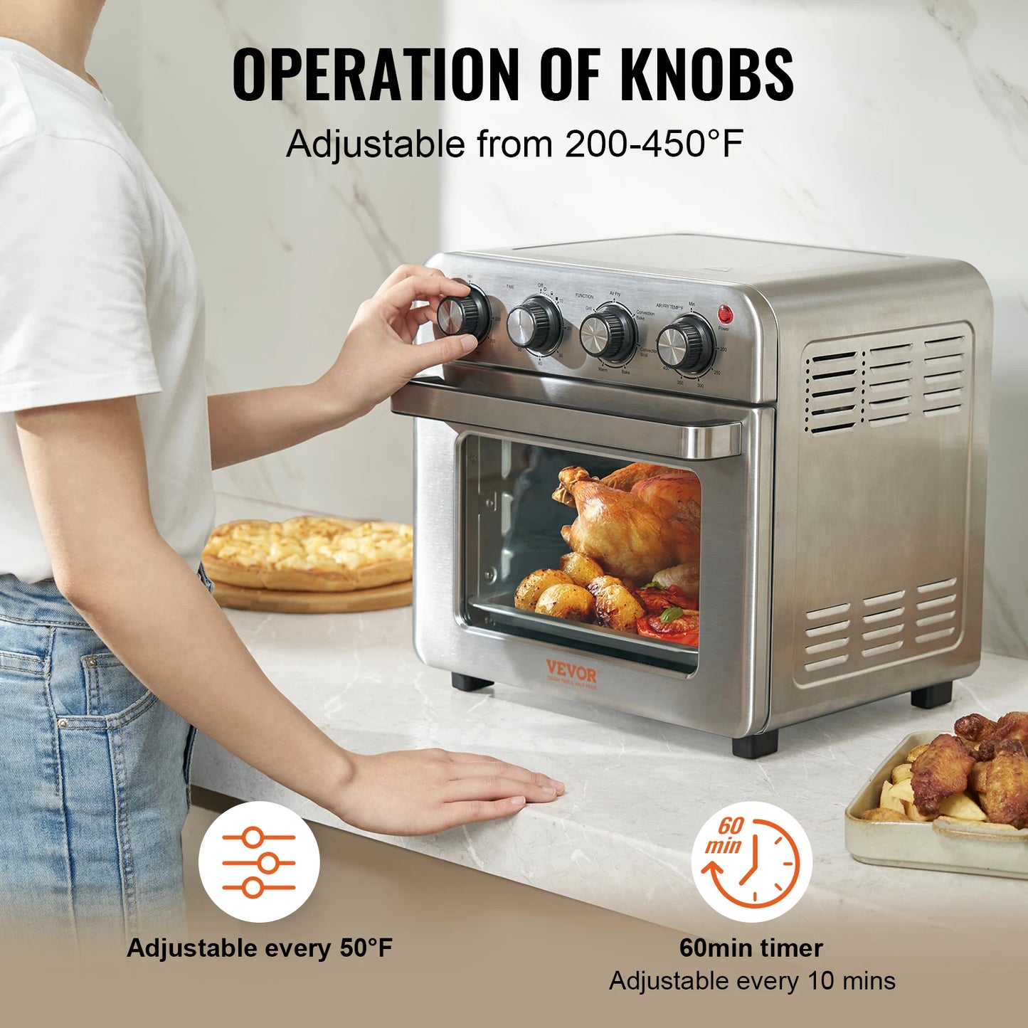SucceBuy Stainless Steel Air Fryer Toaster Oven Countertop Combo
