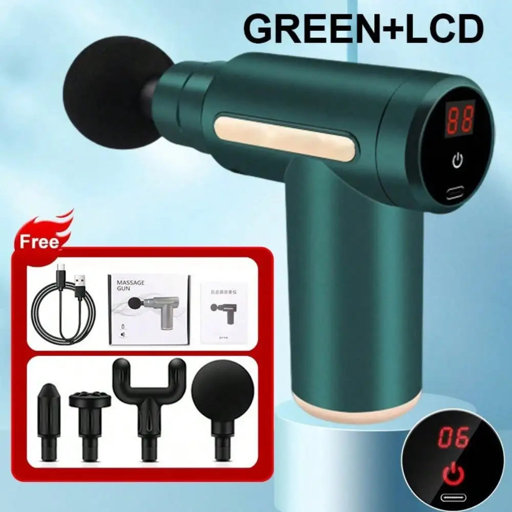 Portable Electric Deep Tissue Muscle Massage Gun With Four Heads