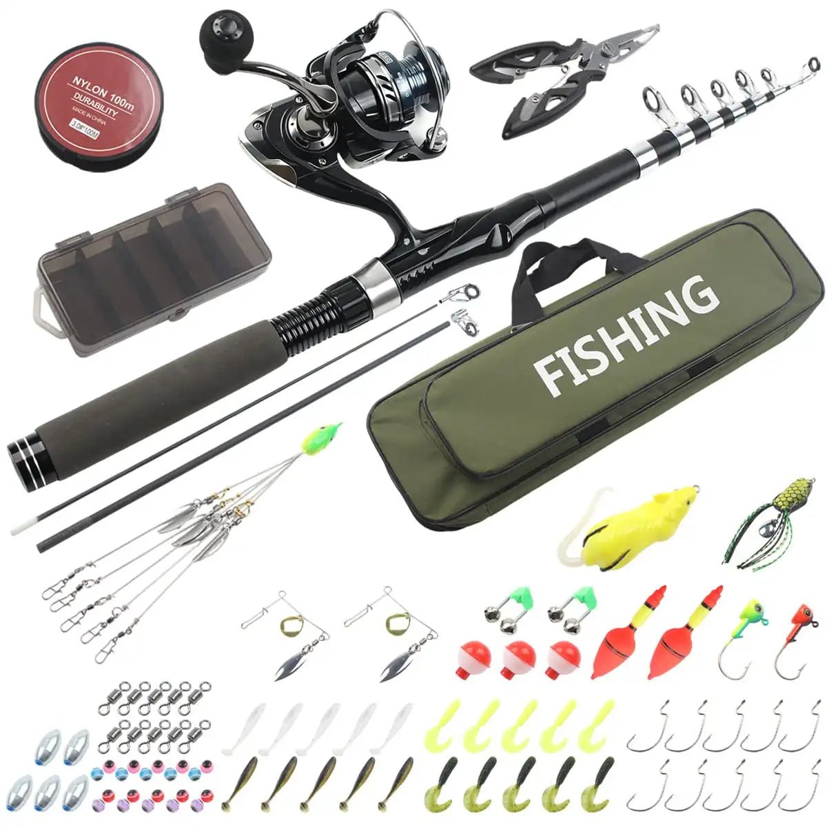 Portable Telescopic Fishing Rod and Reel Combo Tackle Kit