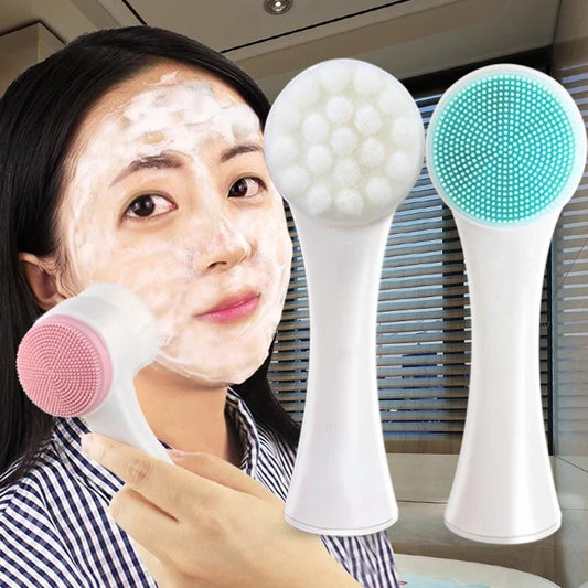 Silicone Double Sided Facial Brush For Blackhead Removal And Exfoliation