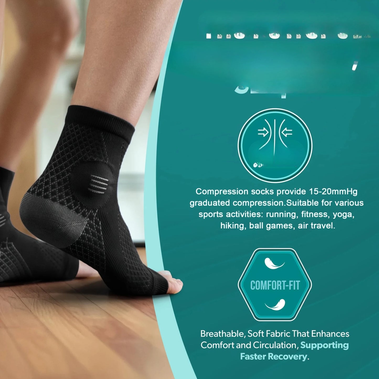 Compression Socks Open Toe Neuropathy Foot Sleeves With Arch Support