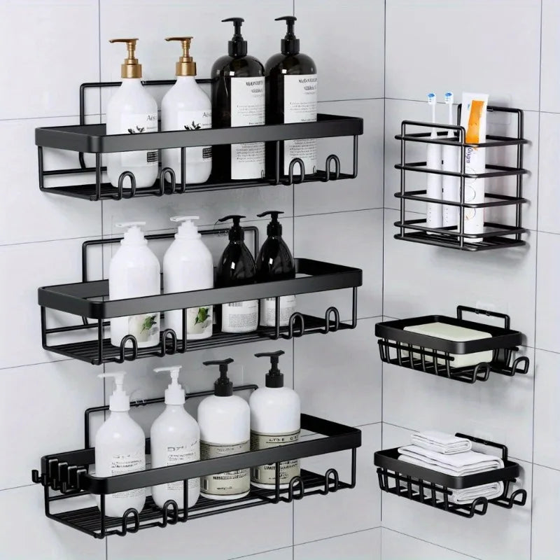 Self-Adhesive Shower Caddy Organizer Rack Set No Drilling
