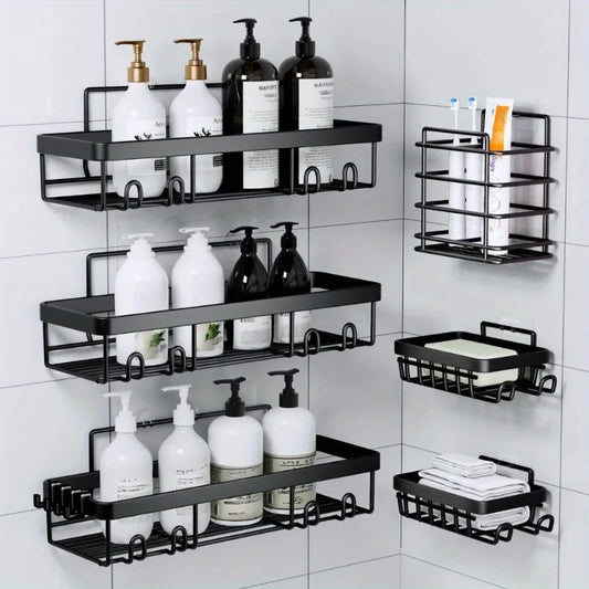 Self-Adhesive Shower Caddy Organizer Rack Set No Drilling