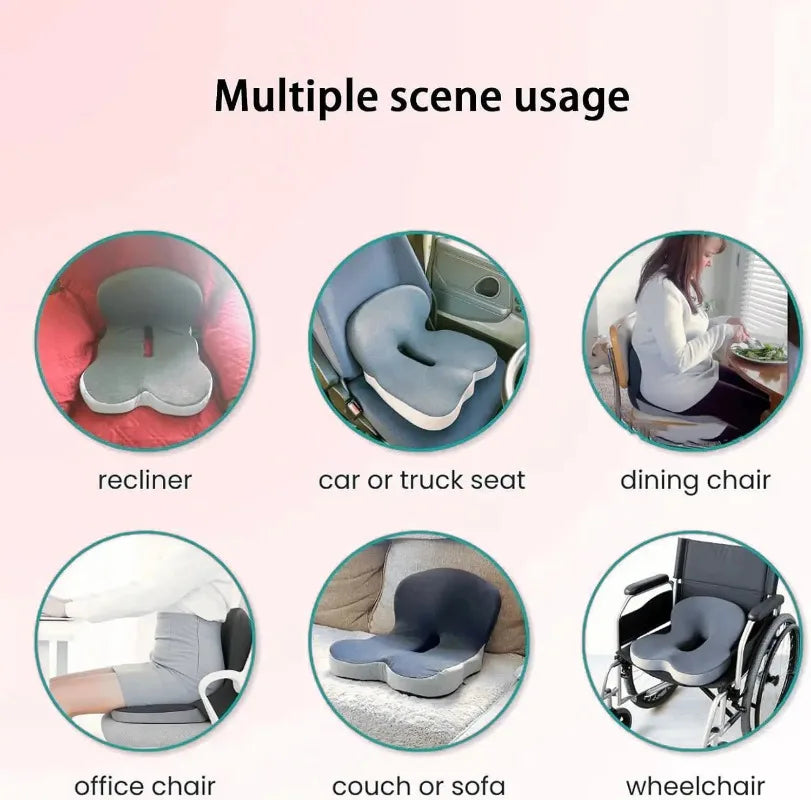 Memory Foam Seat Cushion With Lumbar Support For Office Chairs