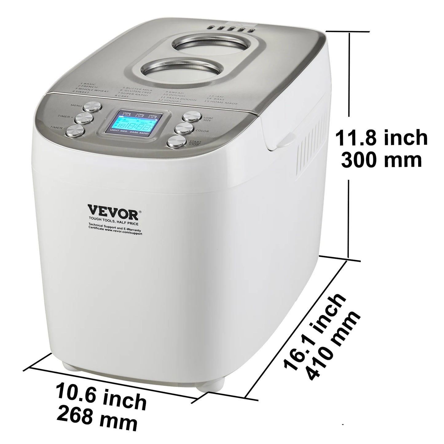 SucceBuy 15-In-1 Bread Maker With Gluten Free Setting Nonstick Pan