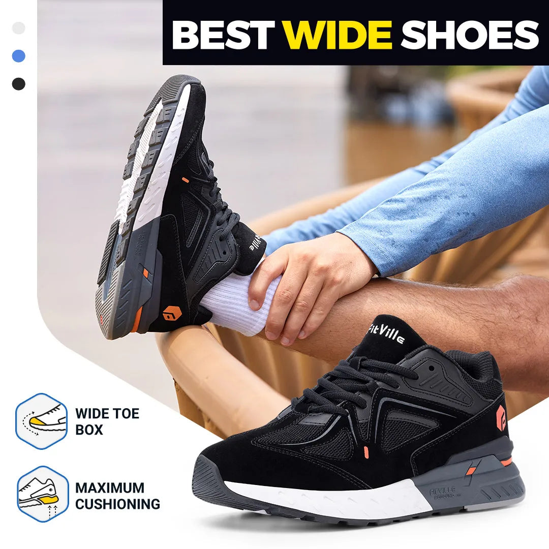 FitVille Men's Walking Shoes Lightweight Arch Support Breathable Cushioning