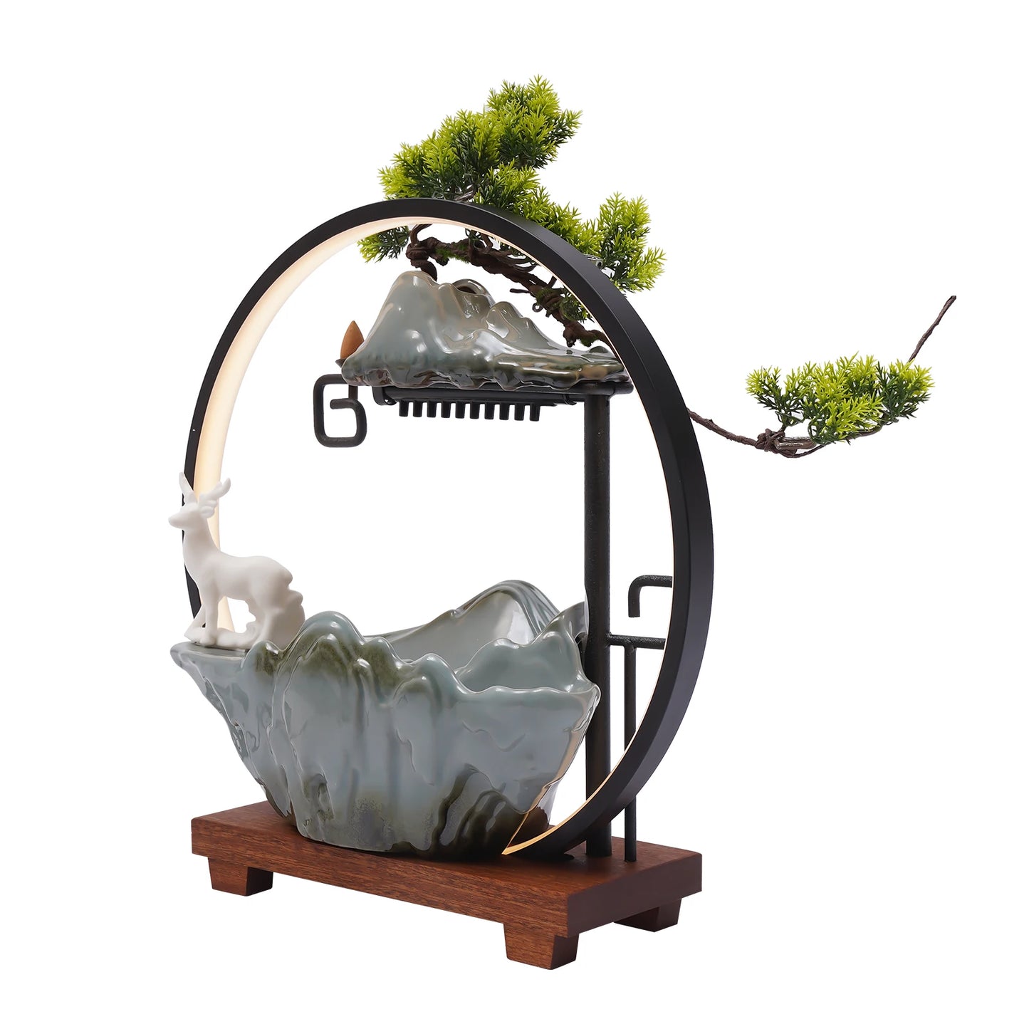 Bymaocar Tabletop Water Fountain With LED Light Zen Decor Gift