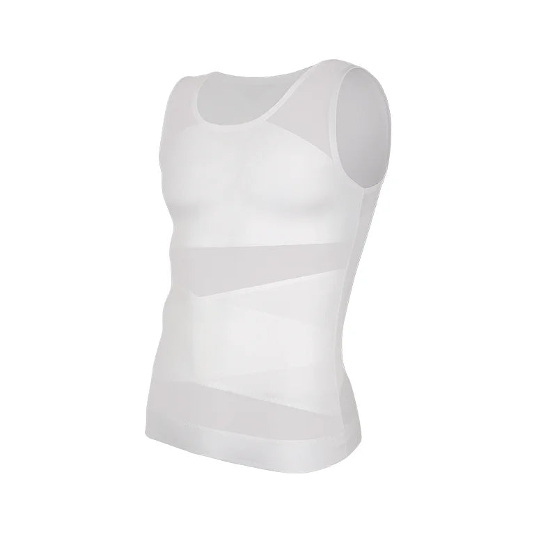 LALAMELON Mens Shapewear Tank Top Cross Mesh Body Shaper Breathable