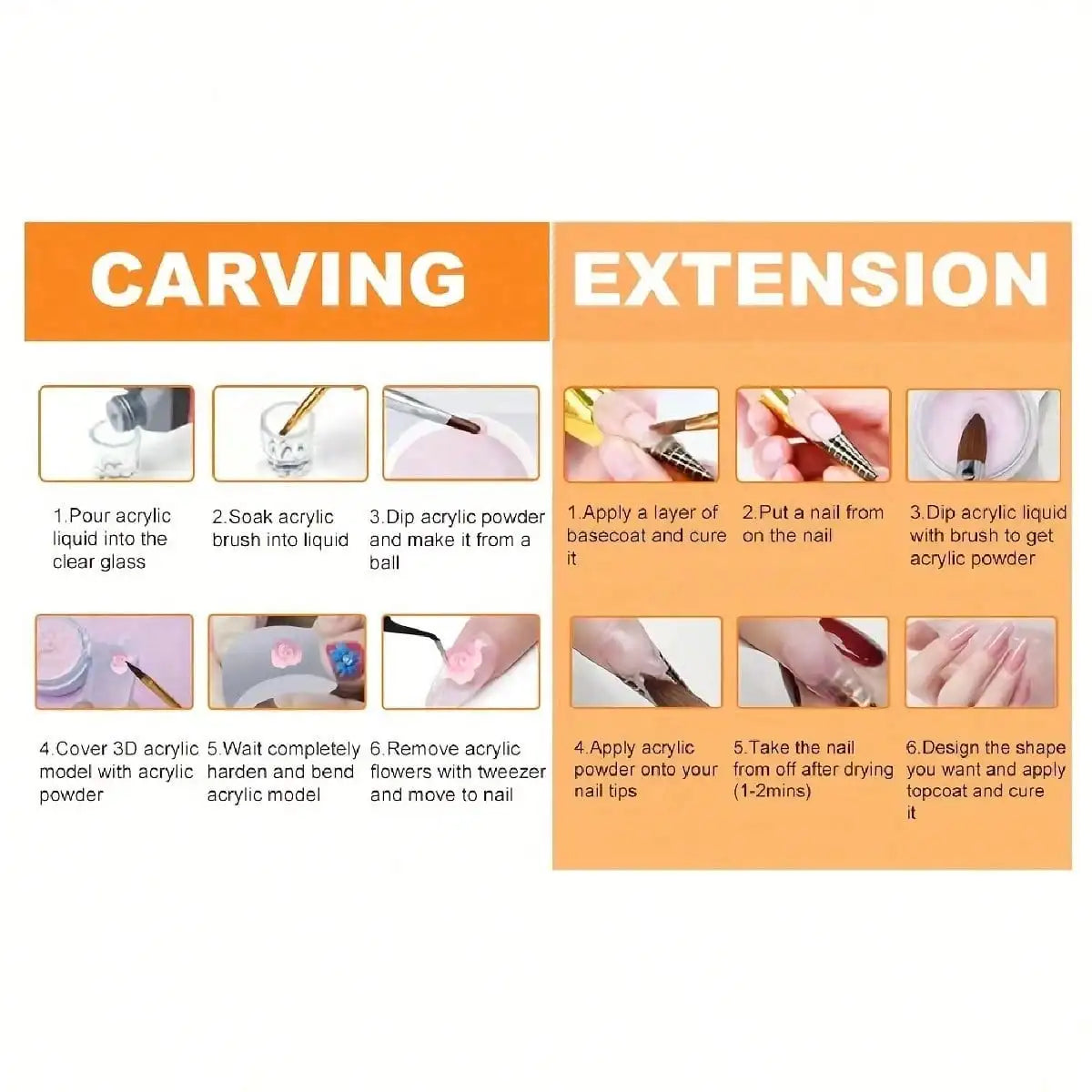 Professional Acrylic Nail Kit With Glitter Powders For Beginners