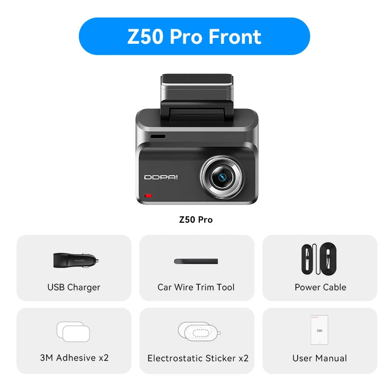 Ddpai Z50Pro Dash Camera 4K Front And Rear GPS Navigation