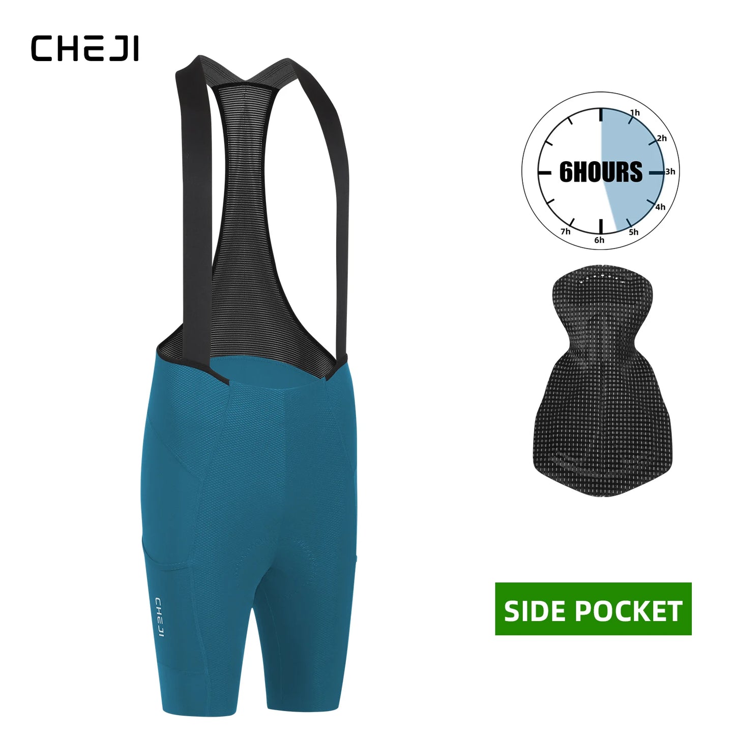 Cheji Men Seamless Cycling Bib Shorts Quick Drying Breathable Performance
