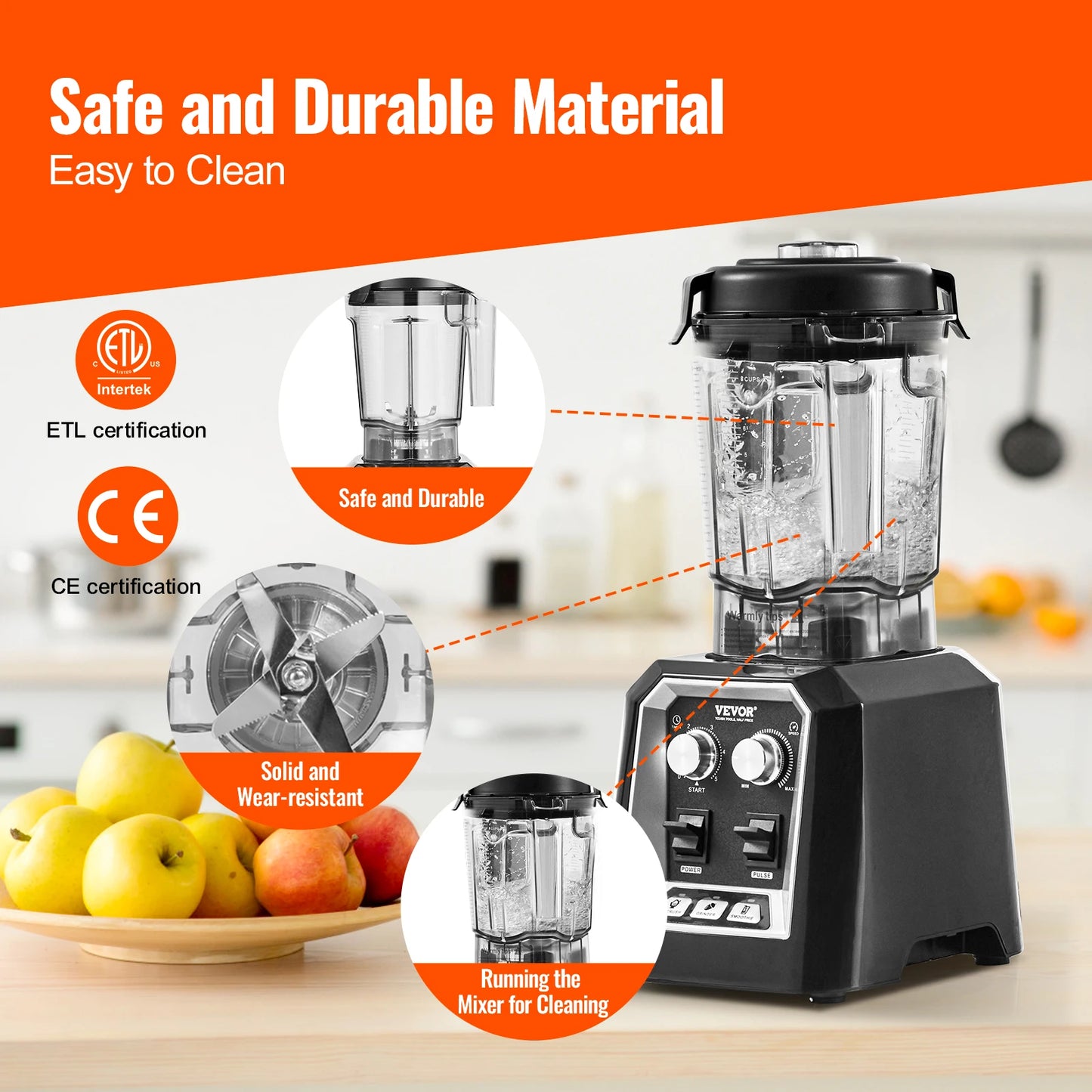 SucceBuy Professional Countertop Smoothie Blender With Stainless Steel Pitcher